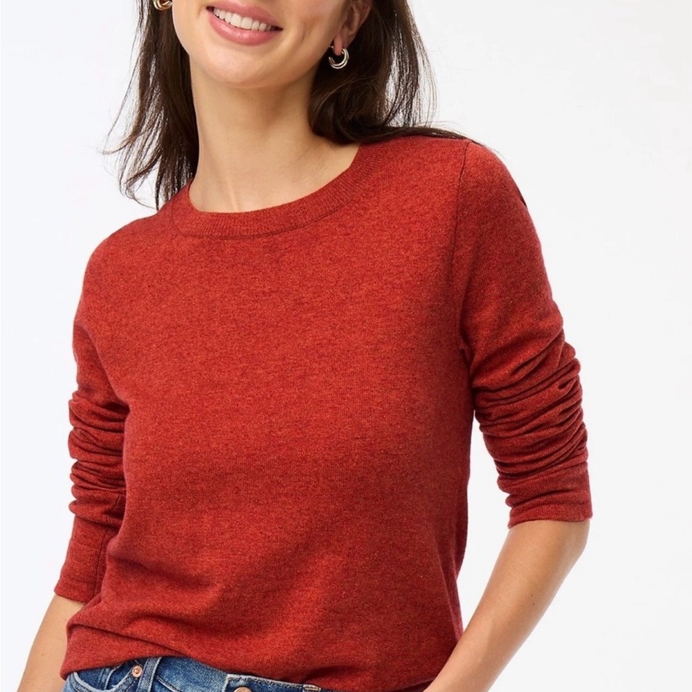 J. Crew Teddie Red Orange Merino Wool Sweater NWOT